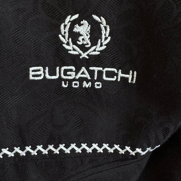 Bugatchi Men's Julian Shirt Jet Black Jacquard has Contrast Cuffs Shaped Fit  16 - Picture 6 of 9